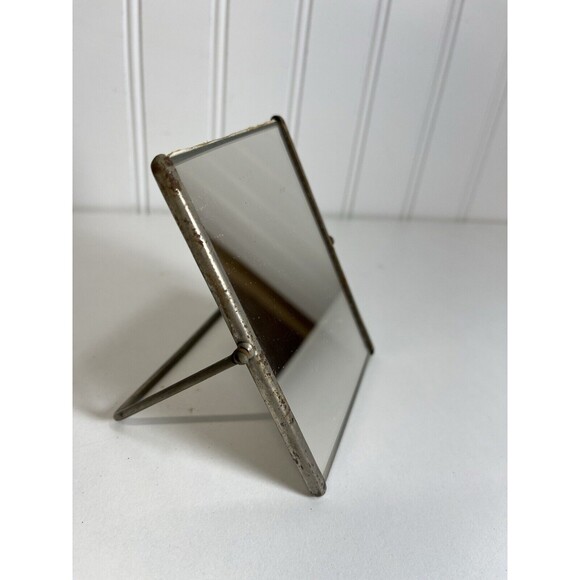 Vintage Mens Leather Travel Toiletry Kit. 8 Pieces Inc. Mirror w/Stand, Brushes - Picture 3 of 12